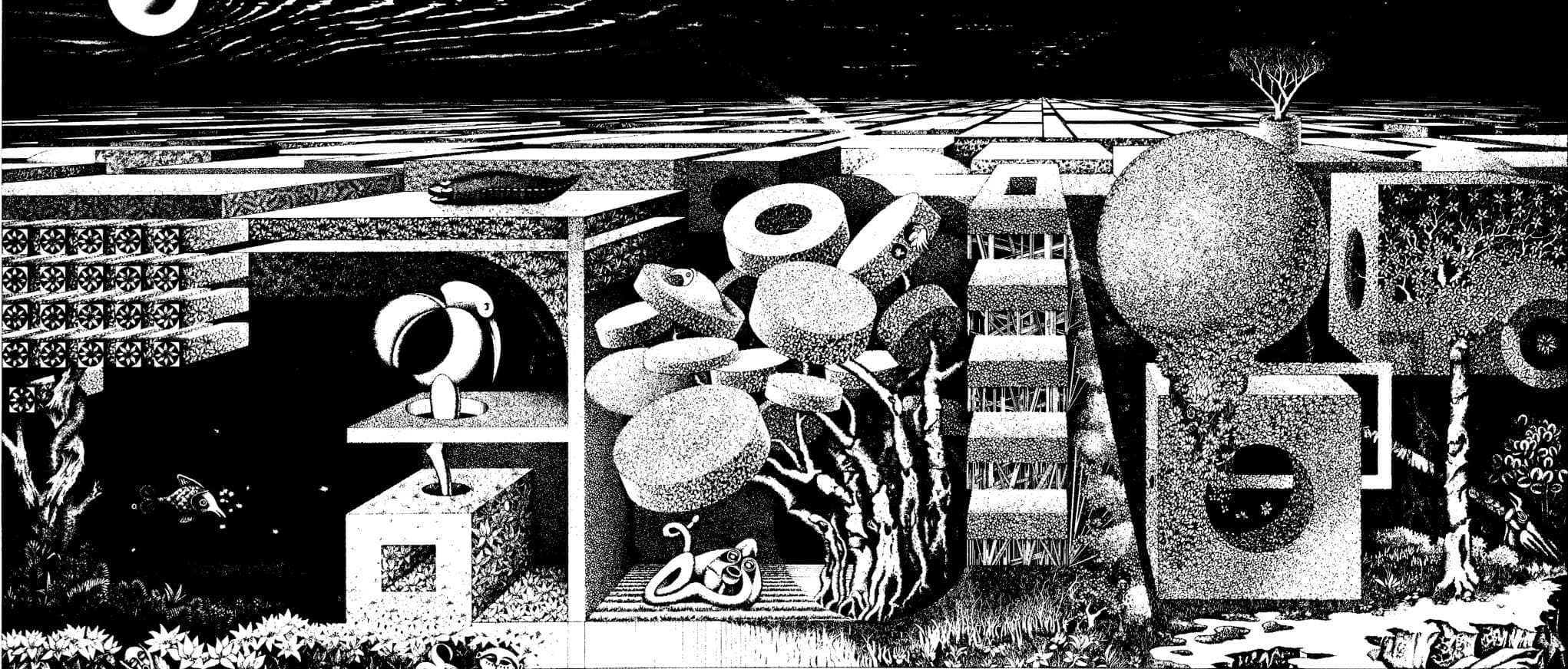 Surrealist architectural illustration